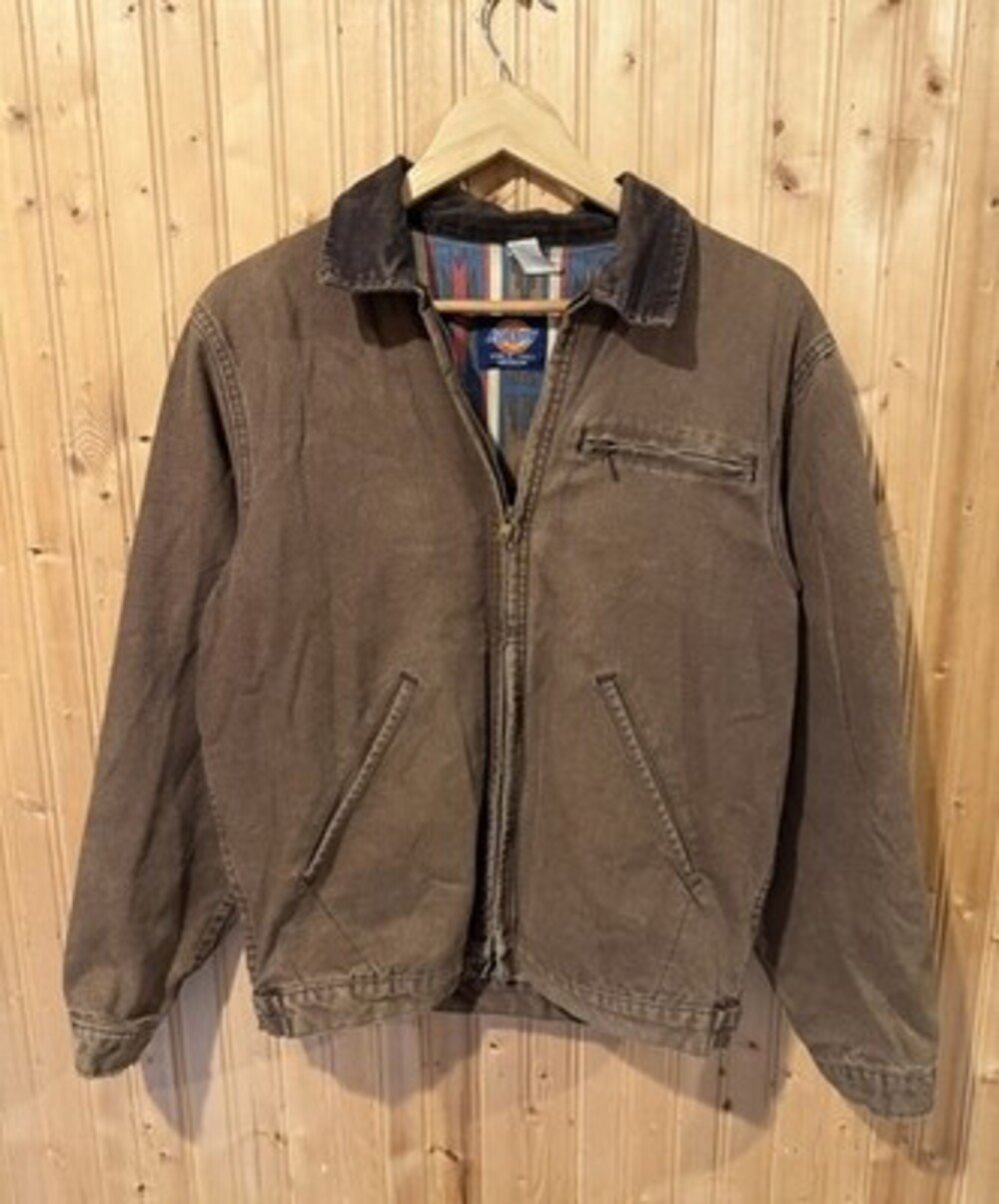 VTG 90s Dickies Detroit Style Aztec Lined Duck Canvas Work Jacket MEDIUM Brown